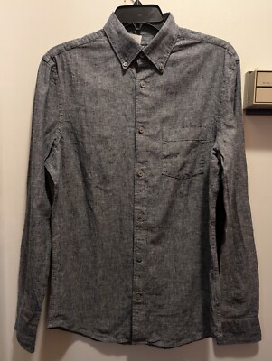 Express Men's XS Gray Linen Blend Long Sleeve Button Up Shirt New