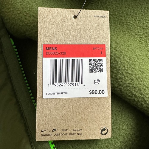 Chaleco Nike Adulto Grande Verde Ropa Deportiva Deportiva Esenciales Polar DD5025 Para Hombre - Imagen 8 de 9