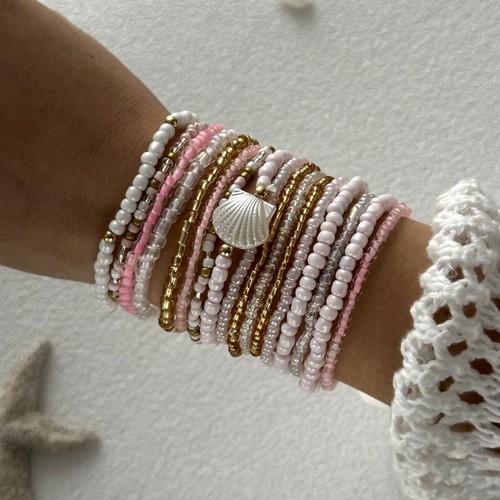 Fashion Boho Shell Beaded Bracelets Set Bangle Beach Jewelry Women Holiday Gift - Picture 6 of 12