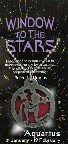 Windows to Stars pendant - Aquarius (January 21-February 19) rose colored resin - Picture 2 of 2