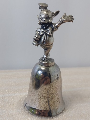 VINTAGE NE DISNEY ZINN PORKY SCHWEIN AUF VERSILBERTER GLOCKE 3" PORKY SAILOR OUTFIT - Bild 11 von 19
