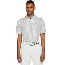 NWT Nike Golf Men  s Dri-FIT Abstract Print Short Sleeve Polo Shirt, Gray, Sz M