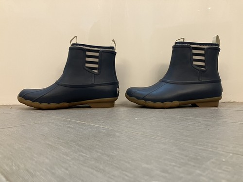 Sperry Saltwater Chelsea Duck Boots Womens Size 6 Blue Rubber Rain STS83988 - Picture 3 of 11