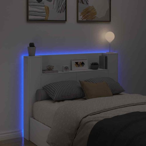 LED Lights Bed Headboard Wooden Frame Head Board Bedhead White Double Size 140cm - Picture 3 of 11