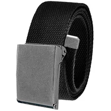 Build A Belt Adult 1.5" Antique Silver Flip Top Buckle with Canvas Web Belt