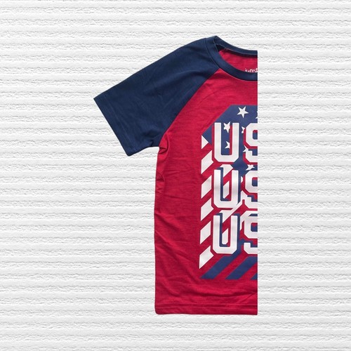 New Jumping Beans Boys USA Flag Active T-Shirt Red/White/Blue Short Sleeve Sz 4 - Picture 5 of 11