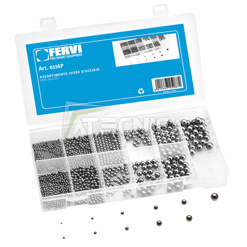 Assortimento sfere acciaio in pollici FERVI 0116P 430pz cromate
