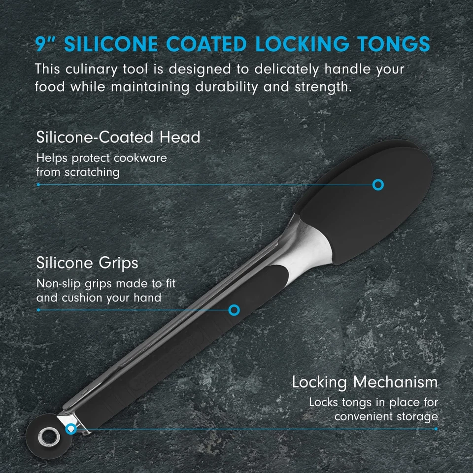 Pinzas de bloqueo recubiertas de silicona 9"" remache de acero inoxidable negro y silicona antideslizante Foto 2 de 4