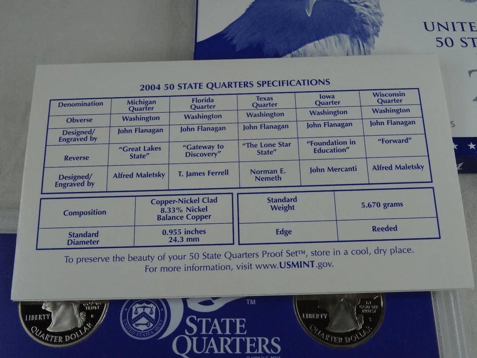 2004-S US Mint Statehood Quarters Proof Set 5 Coins Box & COA OGP Cameo - Image 4 of 4