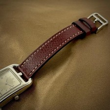 Hermes Cape Cod Deux Zones CC3.210 Quartz Watch Silver Dial Wine Red Strap 13
