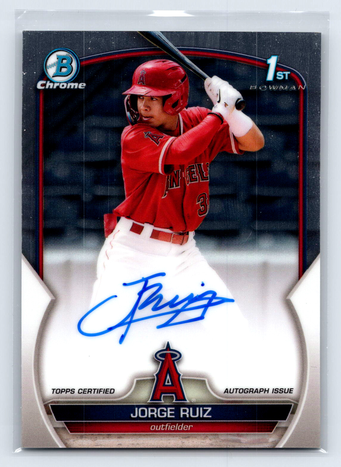 Jorge Ruiz 1st Auto 2023 Bowman Chrome Prospects Los Angeles Angels #CPA-JRZ