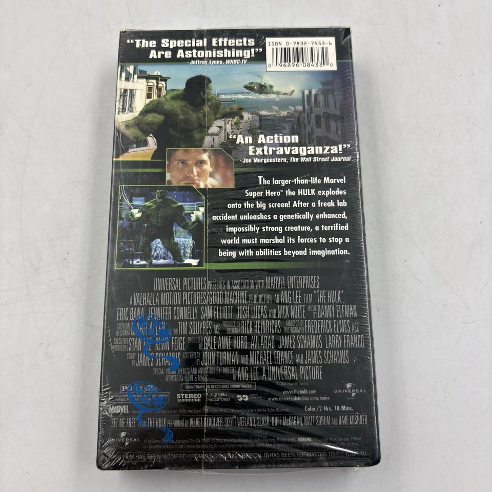 Hulk 2003 VHS Factory Sealed Tape Marvel Ang Lee Eric Bana Bruce Banner New Foto 2 de 4