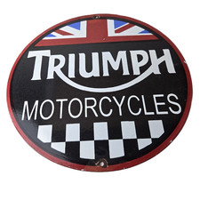 Vintage Triumph Motorcycles Sign - Porcelain Automobiles Mechanic Gas Pump Sign