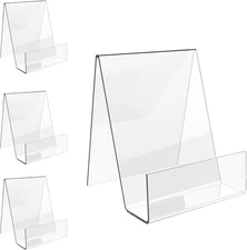 Boloyo Acrylic Book Stand with Ledge,4PC 4 Inch Clear Acrylic Display Easel Tran
