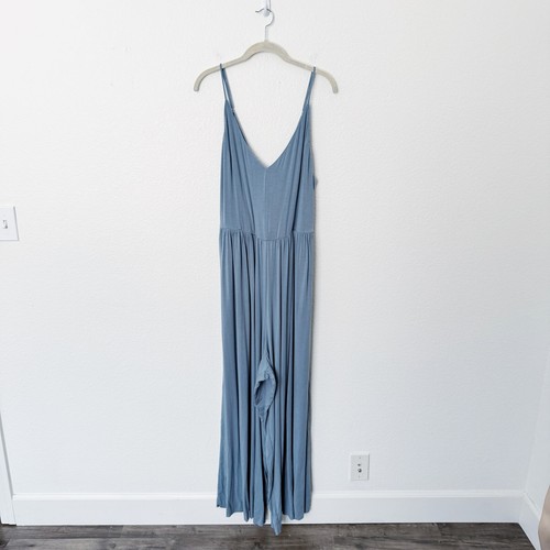 American Eagle Size XXL Blue Strappy Back Wide Leg V-Neck Soft & Sexy Jumpsuit