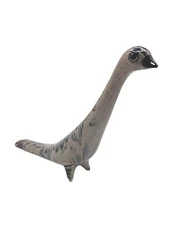 Elongated Bird Statue Tonala Ceramic Figurine Blue Floral Pattern Mexico 