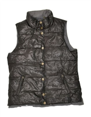 QUIKSILVER Womens Loose Fit Graphic Padded Gilet UK 10 Small Black BG22