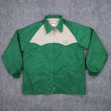 Vintage Swingster Jacket Mens Large Green Pioneer Seed Windbreaker Full Zip USA