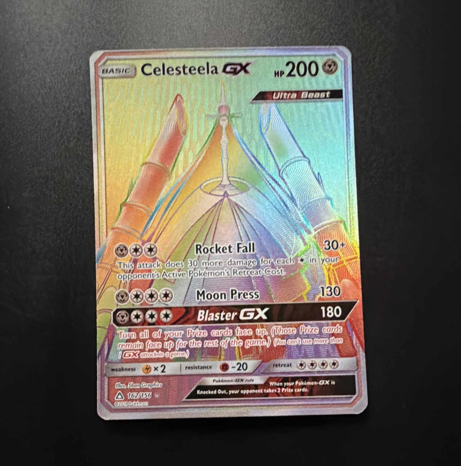 The Pokémon Company Celesteela GX Secret Rare Full Art Holo 162/156 Ultra Prism