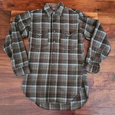 Vtg Pendleton Pure Virgin Wool Long Sleeve Shirt Brown Plaid Mens Size 14.5
