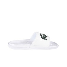 Lacoste Men's White Croco Dualiste Logo Strap Slides 43CMA0020