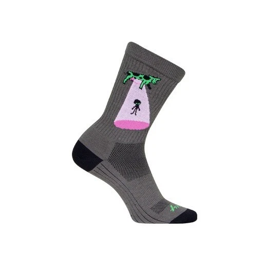 Calcetines - SockGuy - Cowspiracy 6" Crew L/XL Ciclismo/Correr NUEVO UPO Gris Alien HOMBRE Foto 3 de 4