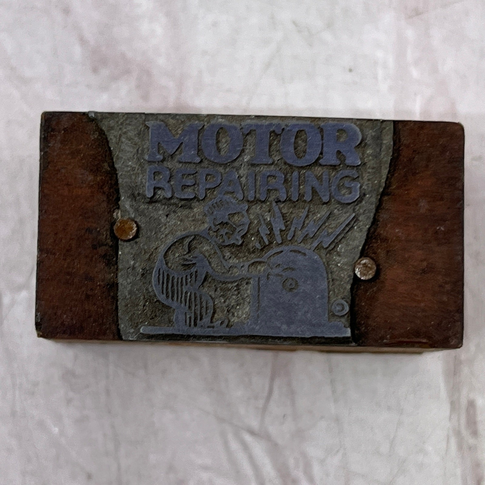 Vintage Retro Motor Repairs Letterpress Printers Block Plate SB8