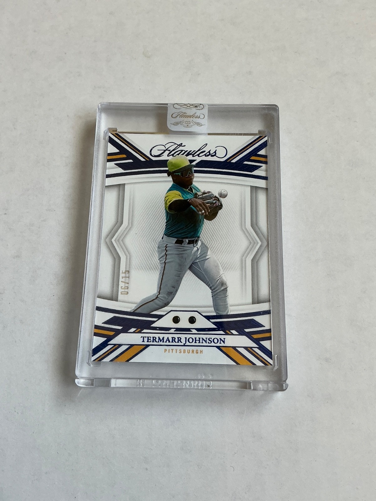 2023 Panini Flawless Termarr Johnson 6/15 Dual Sapphire Gem Prospect Pirates