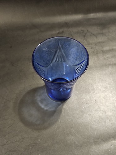 Hazel Atlas Royal Lace Tumbler 4.25" Cobalt Blue Depression Glass Vintage - Picture 2 of 7