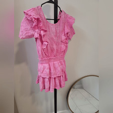 LoveShackFancy Natasha Dress in Hot pink Petite