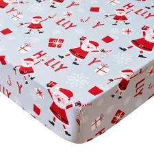 Christmas Crib Sheet for Baby Boys Girls 52 x 28 Inches Grey Fitted Crib Shee...