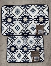 2-NWT Wrangler Blue Aztec Design Memory Foam Bathroom Rug Set