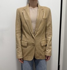 DDP Gucci Tom Ford Vintage Leather Beige Fitted Blazer Archive Jacket Coat sz 40