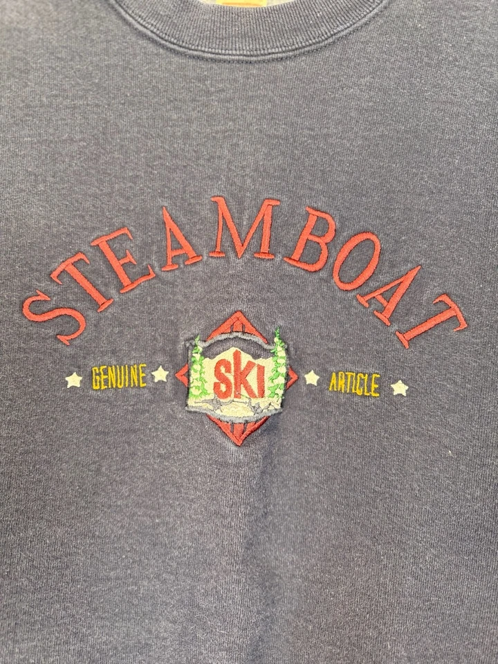 Винтажный Steamboat Colorado с надписью сделано в США Лыжи Вышитые Fruit of the Loom Размер L - Изображение 2 из 4