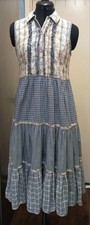 Women's Vintage Blue Mix Tiered Dress. Used Condition. Size 12. Lovely Classy