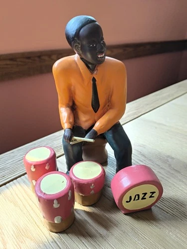 Vintage Ceramic Jazz Band Drummer Figurine 5pc Set Hand Pain 1990s vintage concert t-shirt, vintage, single stitch, B+ condition