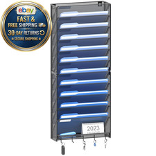 Hanging Wall File Organizer with Hooks, 12 Tier Vertical 12 Pocket