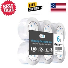 Heavy Duty Clear Packing Tape   6 Rolls, 1.88" x 55 Yards, 2 Mil Thickness