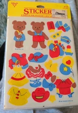 Vintage Hallmark Stickers Teddy Bear Dress Up Paper Doll New Pack 4 Sheets READ 