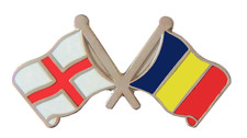 Andorra Federal & England Flag Friendship Courtesy Pin Badge