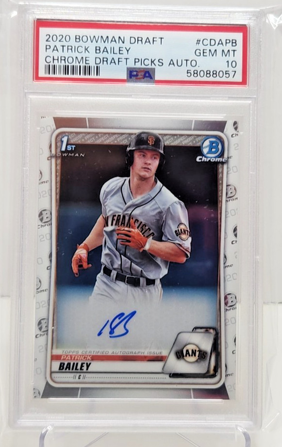 Patrick Bailey 2020 Bowman Draft #CDA-PB Prospect Auto - PSA 10 Gem Mint