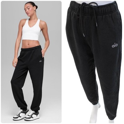 Alo Yoga Accolade Sweatpant Black French Terry Streetwear Lounge Jogger XXS