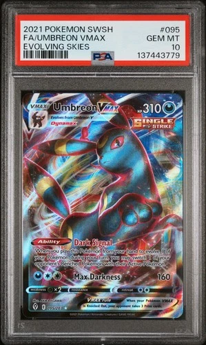 2021 POKEMON SWORD & SHIELD EVOLVING SKIES #095 FULL ART/UMBREON VMAX PSA 10