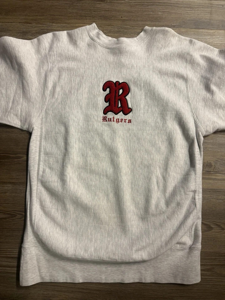 Sudadera De Colección Años 90 Rutgers MV Sport Pro Tejido Cuello Redondo Gris Talla Grande Foto 4 de 4