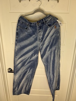 Ksubi Jeans Maxx Kaos Men's Mid-Rise, Relaxed Wide Leg, Blue Size 33/32