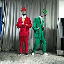Red/Green/Blue Suit Headless Man Costume Halloween Cosplay Party Performance
