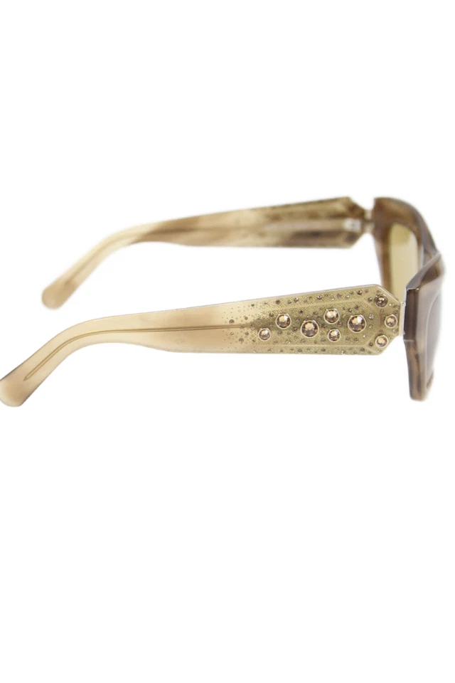 Gafas de sol Swarovski para mujer con forma de ojo de gato con cuentas de estrás marrón Foto 3 de 4