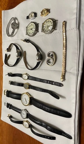 Vintage Watch Lot Untested, Timex, Pearl, Hamilton, Faces & Bands