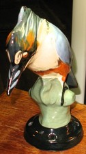 Weller Brighton Kingfisher Flower Frog, Four Hole, 9" Tall, Art Pottery