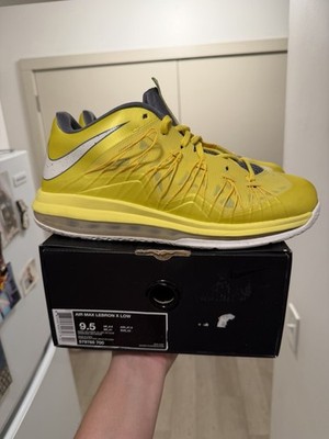 Nike LeBron 10 X Low Sonic Yellow Gray Lakers (579765-700) Men's Size 9.5